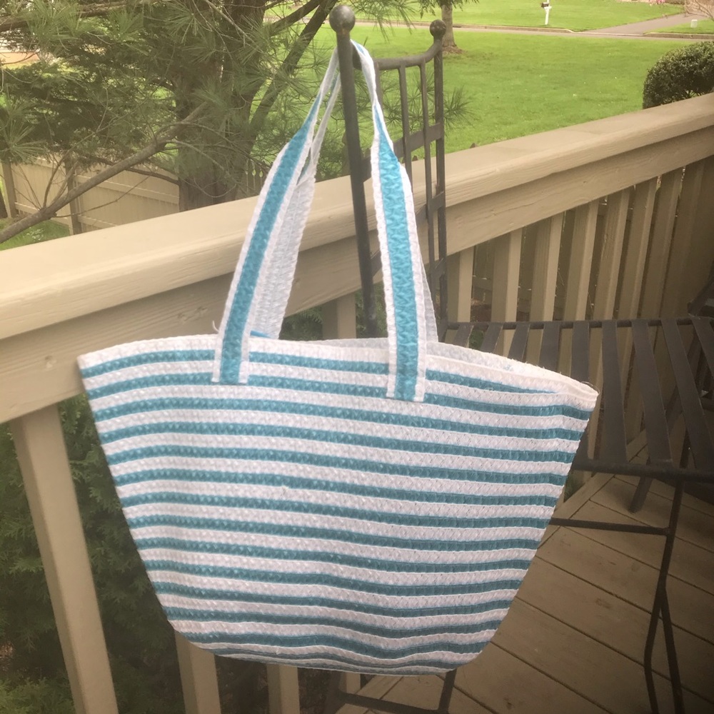 Striped Blue and White Tote Bag
